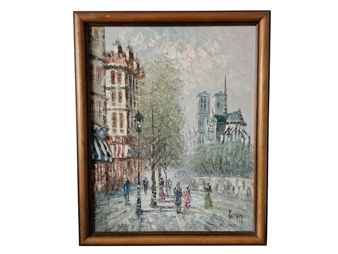 Caroline Burnett "Parisian Street Scene" Original Oil Painting