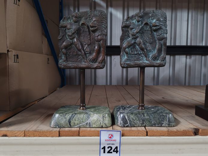 2x Plaques with Griffin & Youthful Figure Motif (STC)