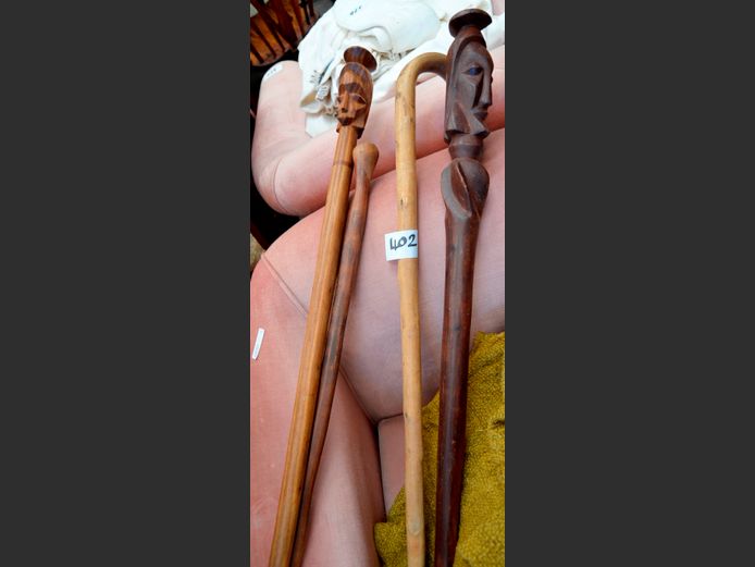 LOT OF 4: WOODEN WALKING STICKS