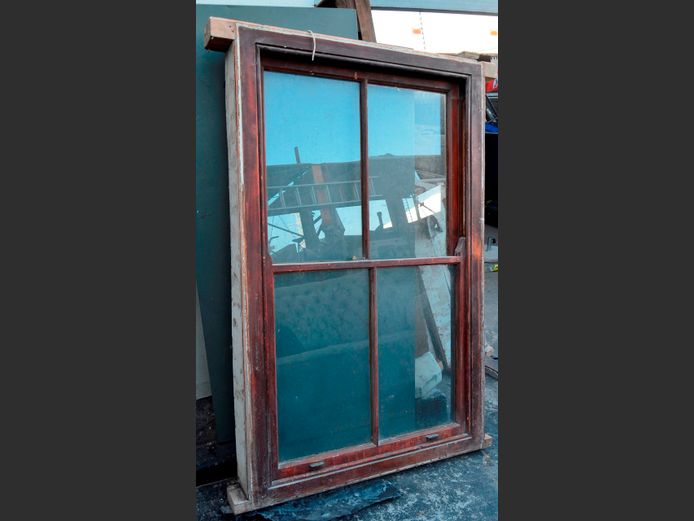 TEAK SASH WINDOW, 175 x 125cm