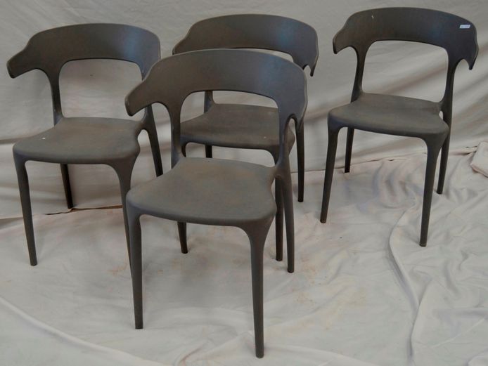 SET OF 4 GREY PLASTIC CHAIRS