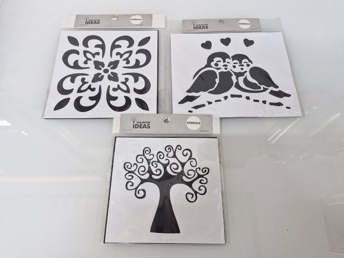 Craft Stencils Lot - Mandala Tile, Love Birds, and Tree of Life