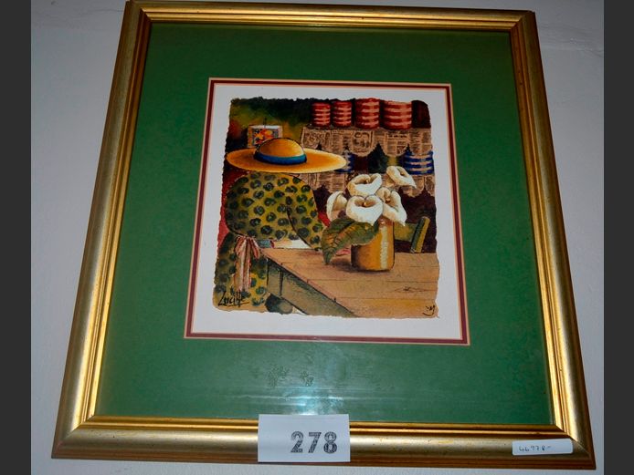 FRAMED WATERCOLOUR ON PAPER, SIGNED LUCILLE, 21 x 19cm