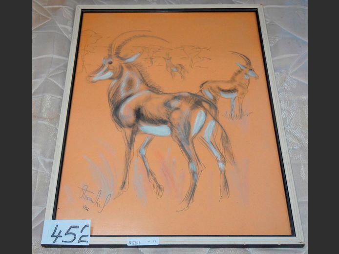FRAMED & SIGNED SKETCH "SABLES", 47 x 35cm