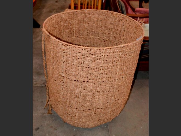 LARGE SEAGRASS PLANTER BASKET, 57cm Diameter x 71cm High [Pulling away & frayed in places]