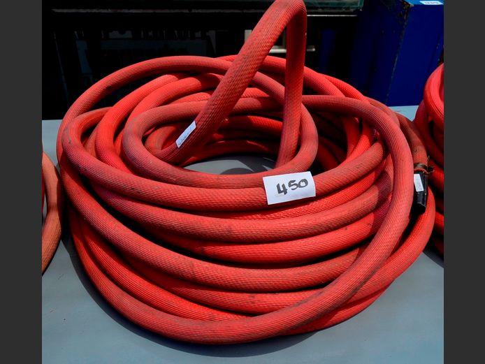 RED FIRE HOSE WITH NOZZLE