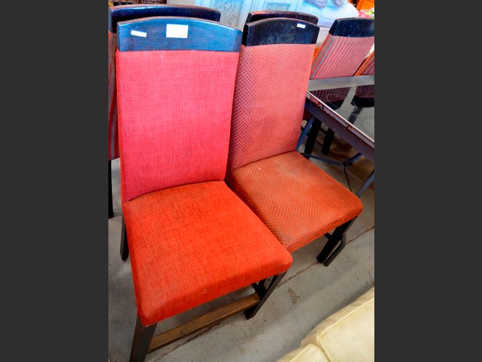 PAIR UPHOLSTERED DINING CHAIRS [Need re-covering]