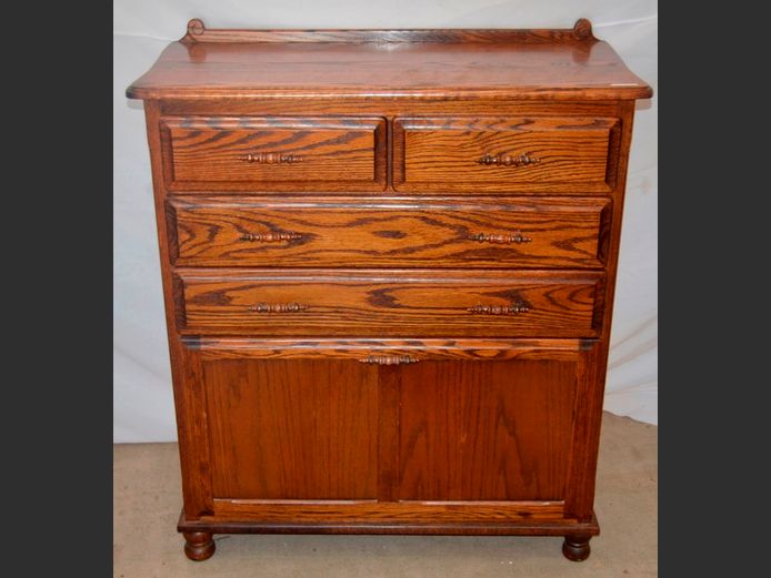 OLD ENGLISH OAK 6-DRAWER, SINGLE DOOR CHEST, 93 x 37 x 108cm