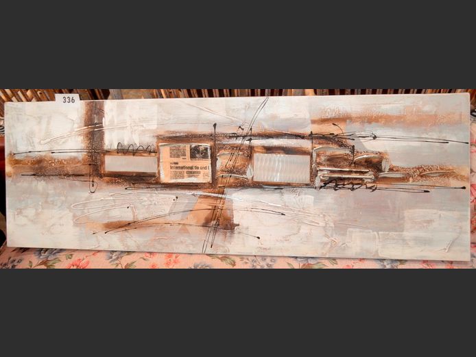 UNFRAMED ABSTRACT MIXED MEDIA, 120 x 40cm