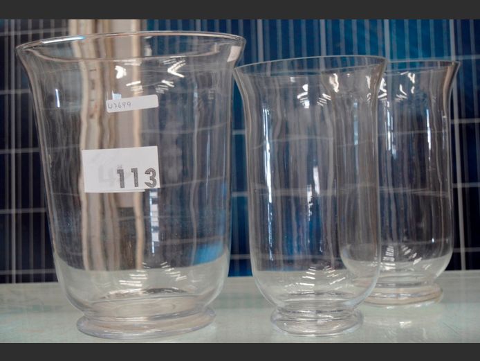 SET OF 3 GLASS VASES
