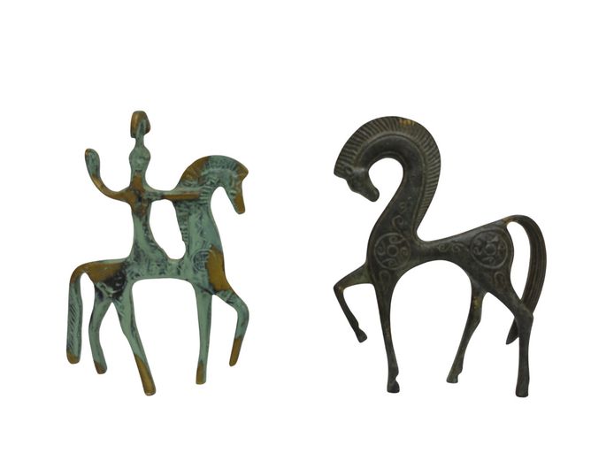 Archaic Greek Geometric Period Style Bronze Equestrian Figurines