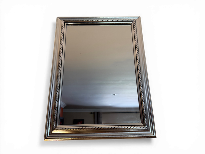 Classic Silver-Tone Wall Mirror (Bevel Frame Style)