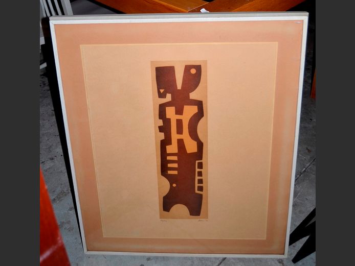 FRAMED LITHOGRAPH UNDER GLASS BY HANNES HARRS, 52 x 64cm