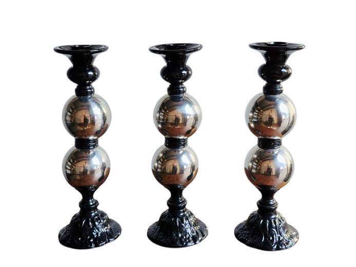 Designers Candlesticks Cast Aluminum, Ceramic & Glass