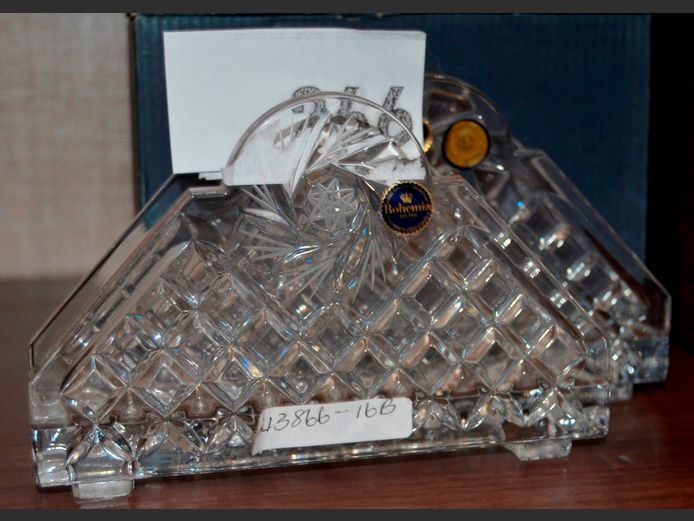 PAIR BOHEMIA CRYSTAL NAPKIN HOLDERS