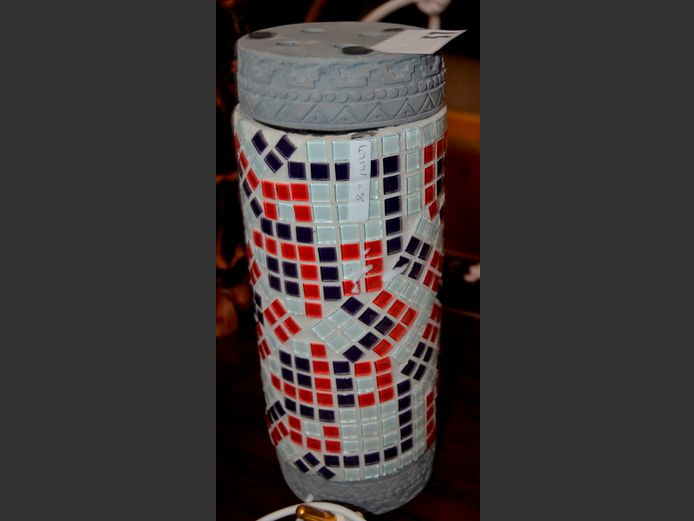 MOSAIC CYLINDRICAL LAMP, 13cm Diameter x 32cm High