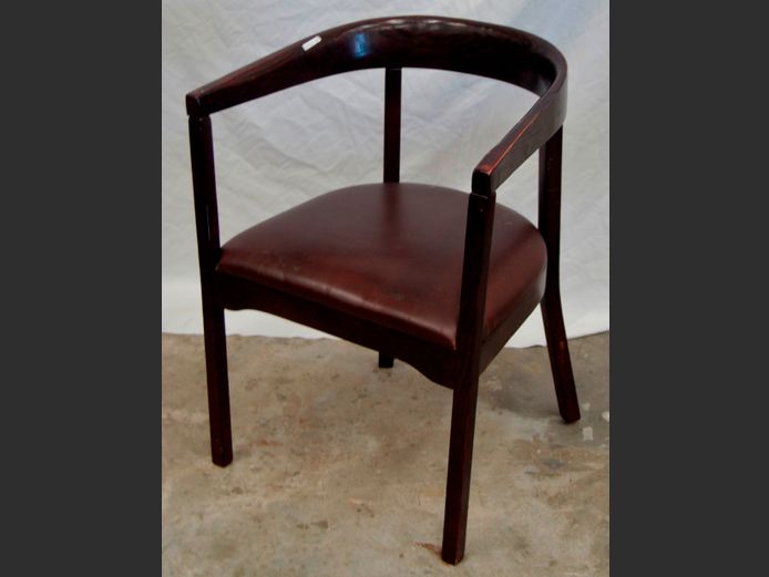 BENTWOOD OAK ARMCHAIR WITH LEATHER SEAT
