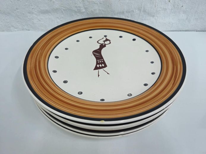 Set of 5 African Heritage Ceramic Dinner Plates