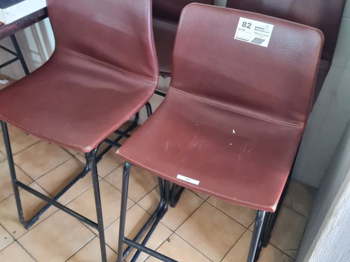 4 X BROWN LEATHER BAR STOOLS