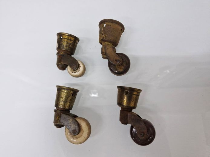Antique Brass Cup Casters with Ceramic Wheels