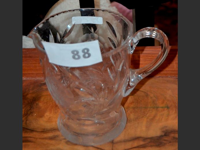 CRYSTAL PITCHER, 13.5cm Diameter x 16cm High