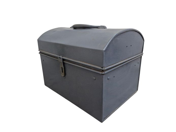 Vintage-Style Painted Galvanised Metal Storage Box