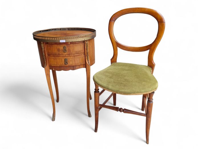 Single Antique Cedar Balloon Back Occasional Chair