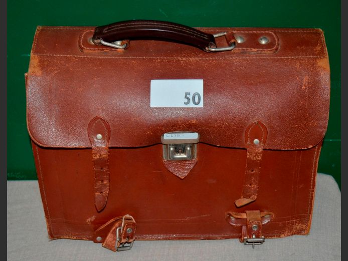 BROWN LEATHER SATCHEL, 40 x 31cm [Needs polishing]
