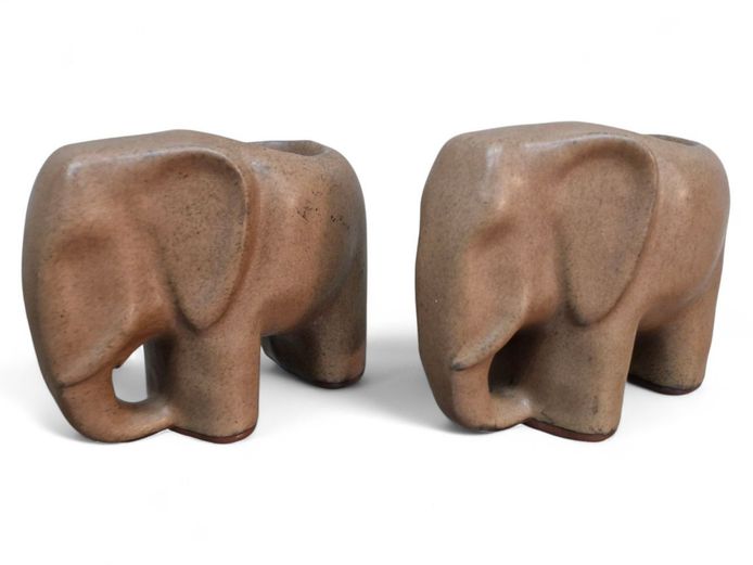 Pottery Elephant Candle Holders