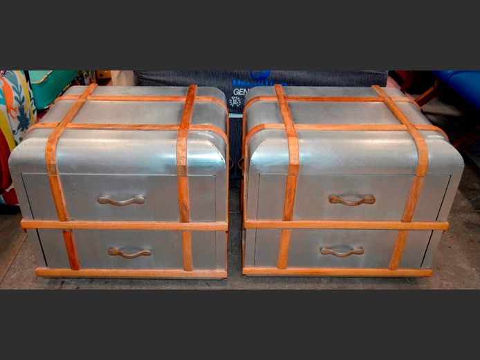 PAIR ALUMINIUM CLAD 2-DRAWER BEDSIDE PEDESTALS, 89 x 58 x 50cm