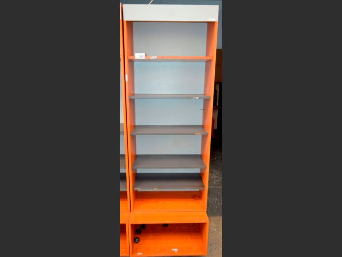 CHERRY FOIL & GREY DISPLAY SHELF, 65 x 45 x 197cm