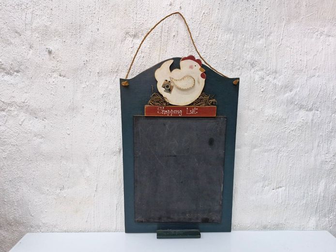 Vintage Country Rooster Wooden Shopping List Chalkboard