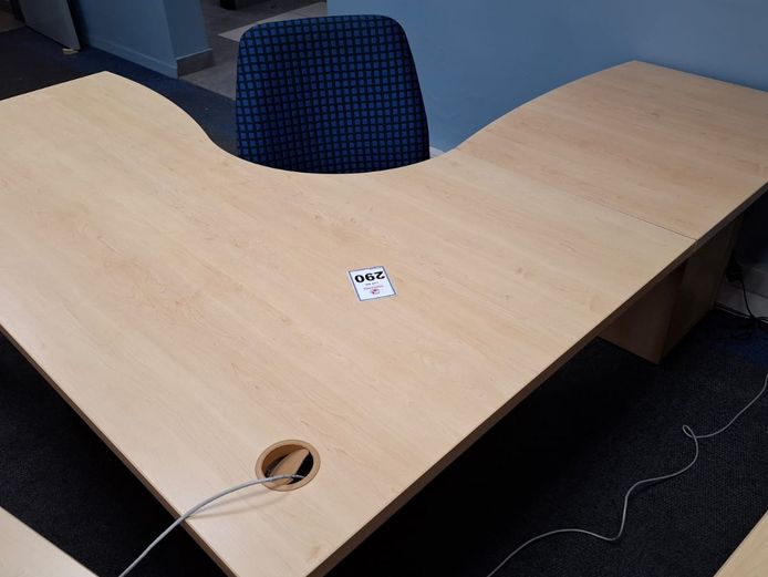 Desk, chair, dustbin