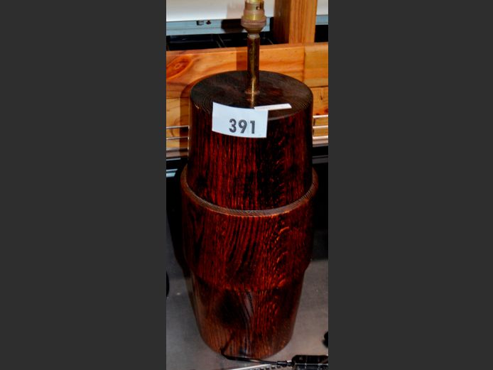 STAINED OAK LAMP, 55cm High [No shade]