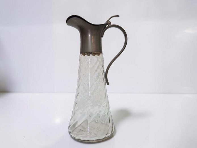 Vintage Swirl Glass & Pewter Claret Jug