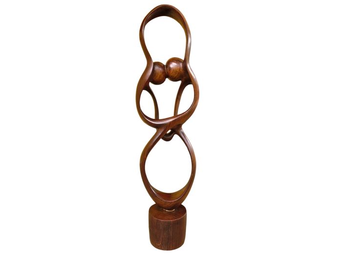 1984 Floor Standing Abstract Wooden Sculpture Signed