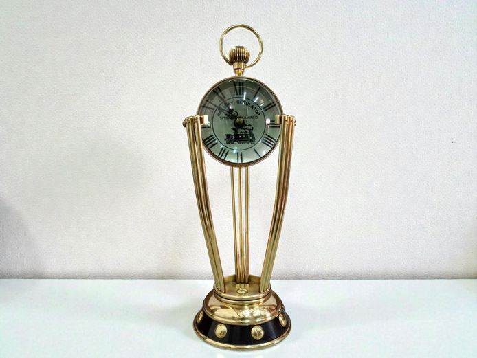 Timepiece "Railway Regulator" Glass Ball Clock on Brass Pedestal Stand