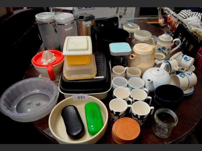 STORAGE CANISTERS, MUGS, TEAPOTS, CUPS & SAUCERS, etc