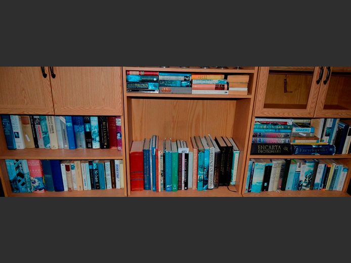 LARGE LOT ON 7 SHELVES: ASSORTED BOOKS