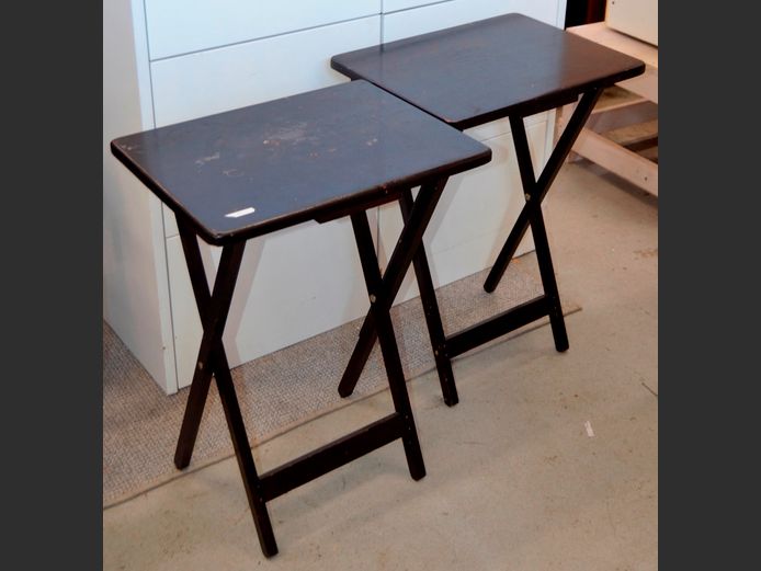PAIR DARK STAINED SIDE TABLES, 48 x 37 x 66cm