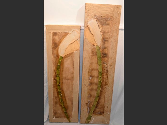 SET OF 2 UNFRAMED OILS ON CANVAS "ARUM LILIES", 30.3 x 100.4cm & 31 x 119.2cm