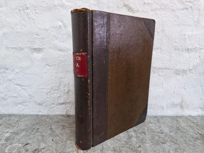 Large Vintage Leather-Bound Accounting Ledger