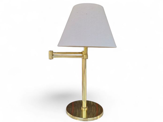 1970's Brass Swing-Arm Table Lamp with Shade