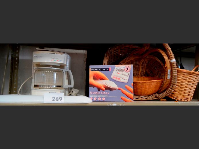 REMINGTON SHAPELY ELECTRONIC NAIL POLISHER, RUSSELL HOBBS COFFEE MACHINE, etc [Switch on, Untested further] [17,20]