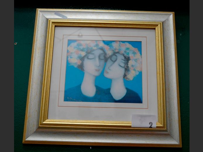 FRAMED PIETER VAN DER WESTHUIZEN PRINT "LADIES", DATED 1996, 23 x 19.5cm