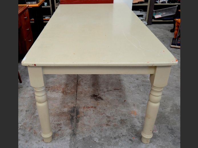 OREGON PINE UNDER BEIGE PAINT 8-SEATER DINING TABLE, 201 x 99 x 78cm