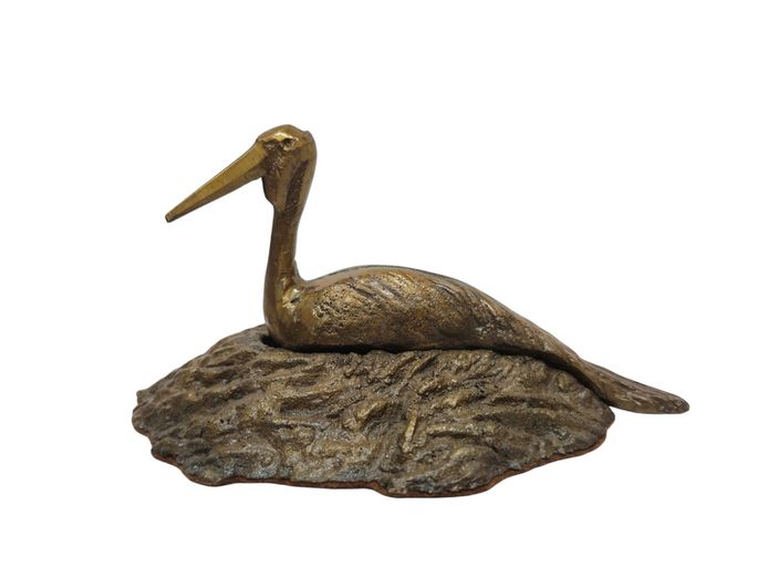 Keith Calder (SA, b. 1959) – Bronze Bird & Nest Sculpture, Dated 1989