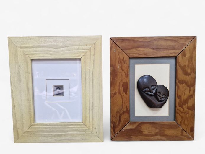 Vintage Photo Frame & Framed Polished Stone Sculpture
