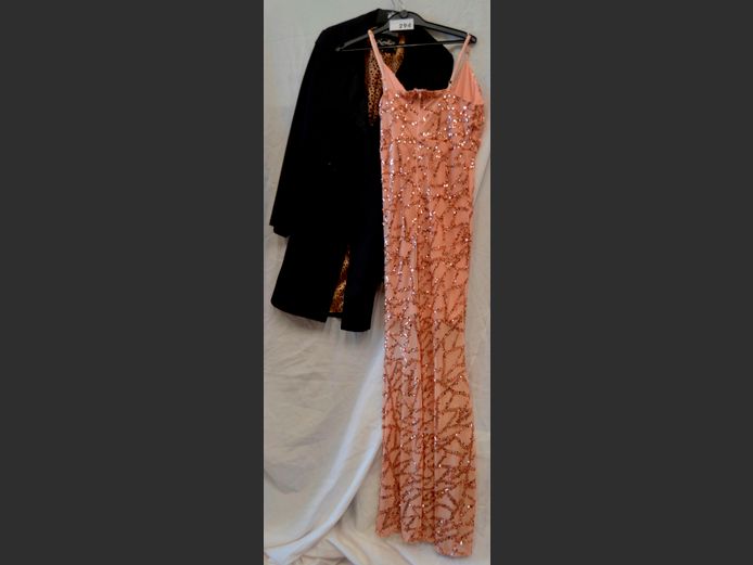 DUSTY PINK EVENING DRESS & A BLACK COAT