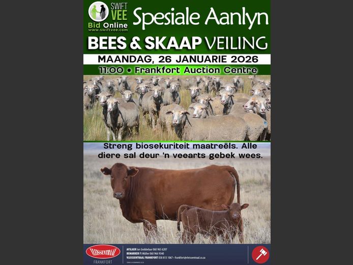 SPESIALE BEES EN SKAAP AANLYN VEILING